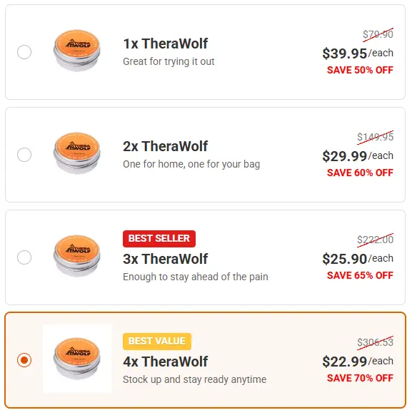 TheraWolf Pricing - All prices - TheraWolf Supplement