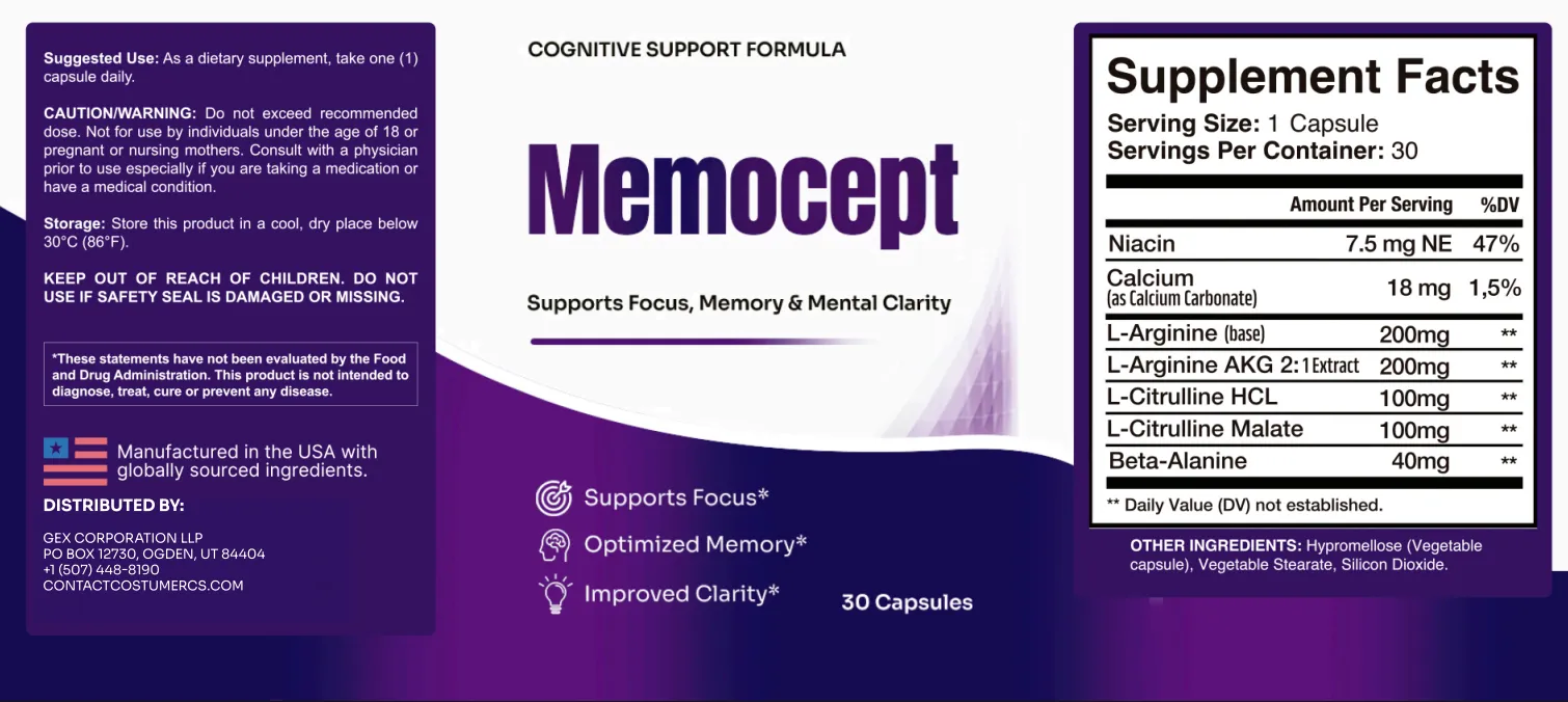 Memocept Ingredients - Memocept Official Website